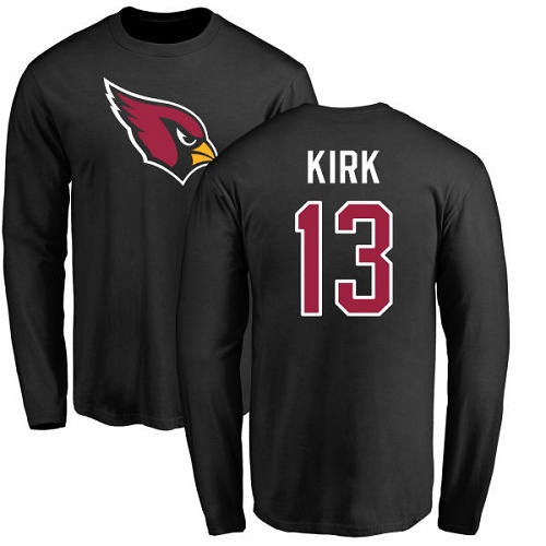 Arizona Cardinals Men Black Christian Kirk Name And Number Logo NFL Football #13 Long Sleeve T Shirt->arizona cardinals->NFL Jersey